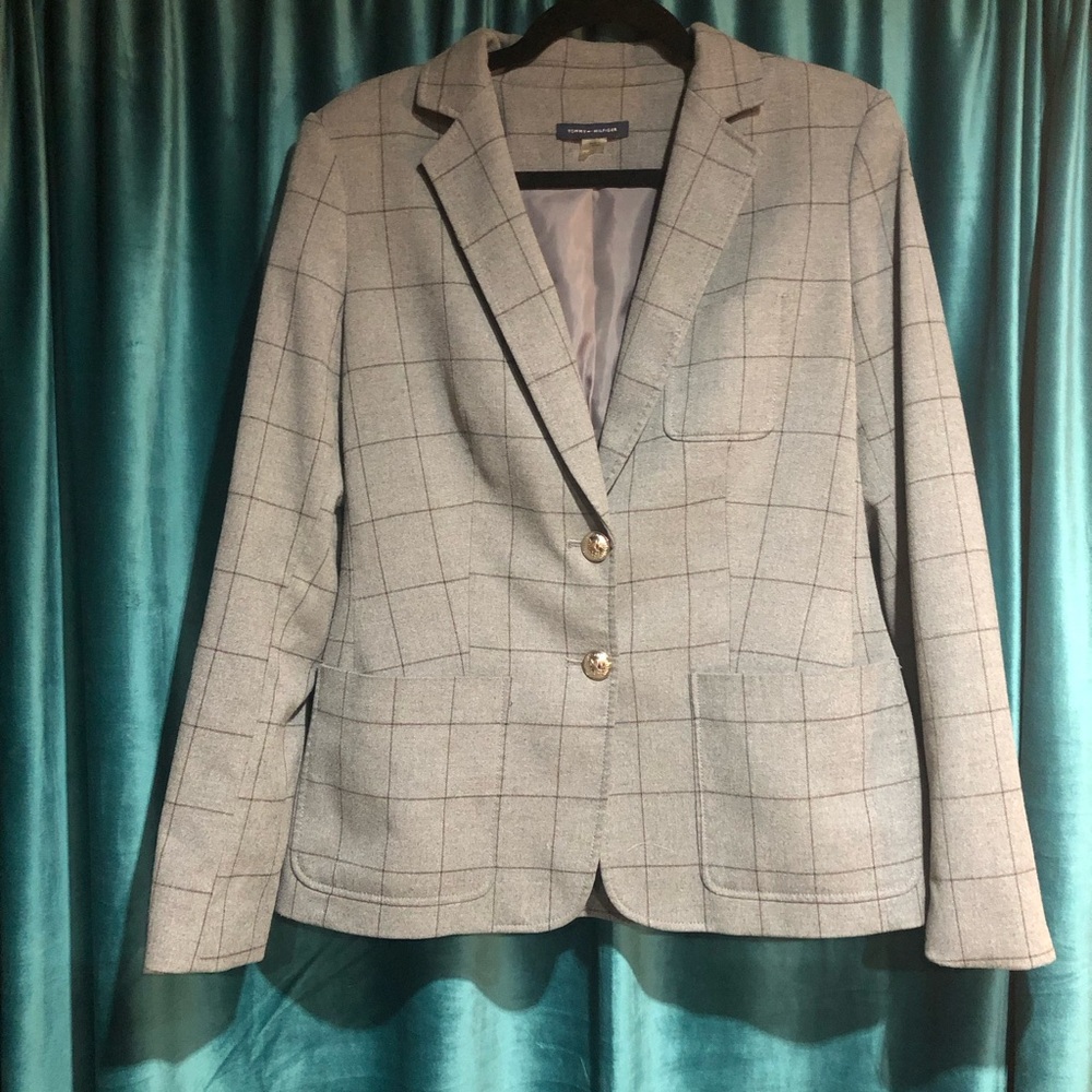 Tommy Hilfiger Light Gray Checkered Blazer